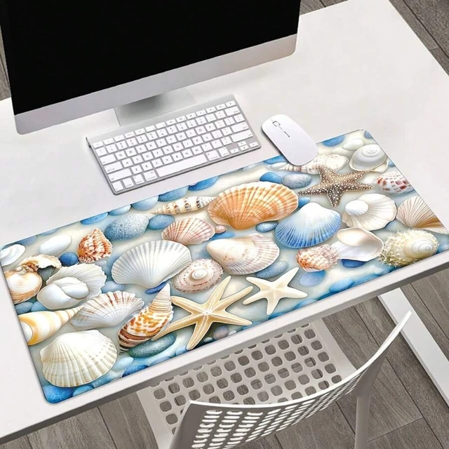 Alt view image 3 of 7 - Bks Extra Large Mouse Pad Gaming Desk Mat with Seashell Starfish Pattern Washable Non-Slip Rubber Base for PC Laptop Office Study
