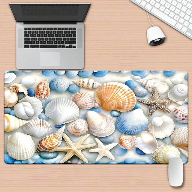 Alt view image 5 of 7 - Bks Extra Large Mouse Pad Gaming Desk Mat with Seashell Starfish Pattern Washable Non-Slip Rubber Base for PC Laptop Office Study