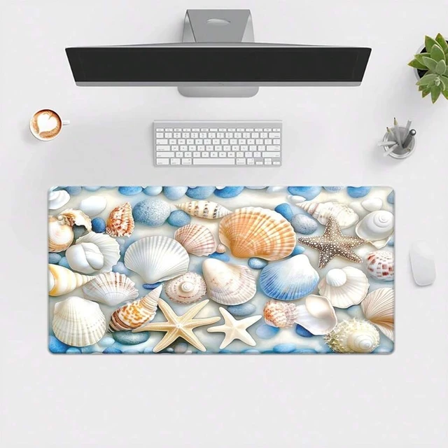 Alt view image 7 of 7 - Bks Extra Large Mouse Pad Gaming Desk Mat with Seashell Starfish Pattern Washable Non-Slip Rubber Base for PC Laptop Office Study