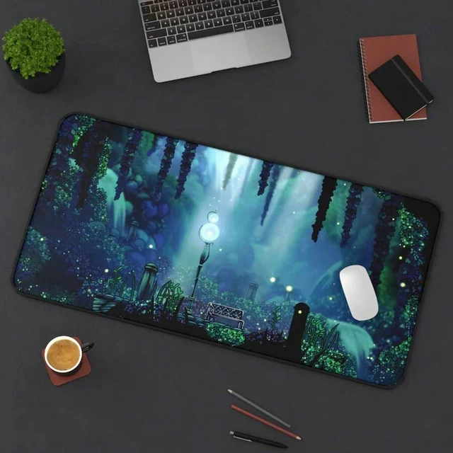 Alt view image 2 of 7 - Bks Hollow Knight Greenpath Desk Mat, High-Quality Gaming Mouse Pad, Hallownest Design, Non-Slip Rubber Base, Waterproof Surface