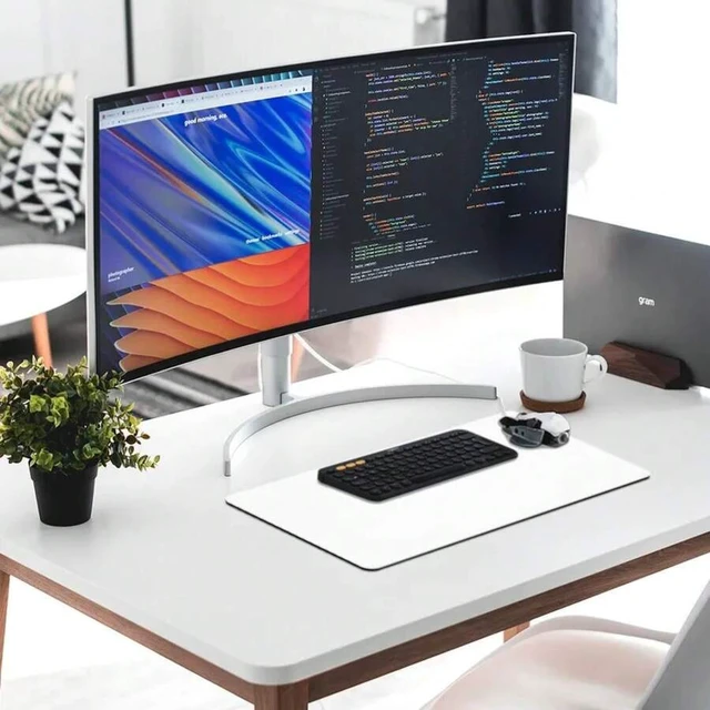 Alt view image 5 of 6 - Bks Large Extended Desk Pad Mouse Mat, Non-Slip Rubber Base, Smooth Fabric Surface for Office Gaming Laptop (15.75x35.43 Inch)
