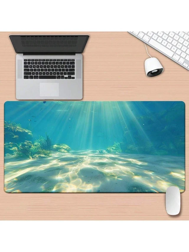 Alt view image 2 of 7 - Bks XXL Underwater Ocean Scene Mouse Pad With Sunlight Rays Coral Reefs Design Non-Slip Rubber Base Large Gaming Office Desk Mat For PC Computer Laptop Multi-Functional Workspace Decor Vivid Color Pri