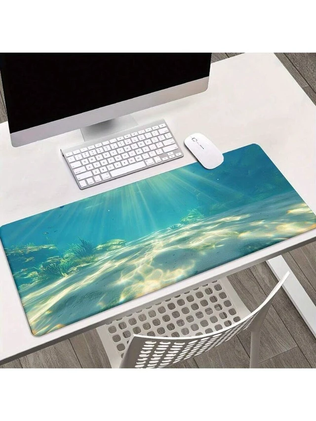 Alt view image 5 of 7 - Bks XXL Underwater Ocean Scene Mouse Pad With Sunlight Rays Coral Reefs Design Non-Slip Rubber Base Large Gaming Office Desk Mat For PC Computer Laptop Multi-Functional Workspace Decor Vivid Color Pri