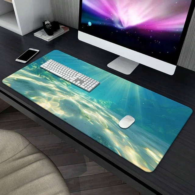 Alt view image 7 of 7 - Bks XXL Underwater Ocean Scene Mouse Pad With Sunlight Rays Coral Reefs Design Non-Slip Rubber Base Large Gaming Office Desk Mat For PC Computer Laptop Multi-Functional Workspace Decor Vivid Color Pri