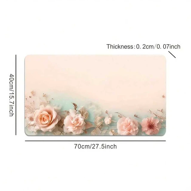 Alt view image 6 of 7 - Bks Large Mouse Pad, Flower Rose Design, Office Gaming Desk Mat, Non-Slip Rubber Base, Durable Stitched Edges, Rectangular Extended Pad