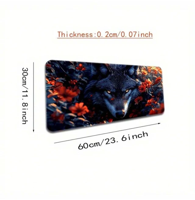 Main image of Bks Extra Large Gaming Mouse Pad With Wolf Floral Design Non-Slip Durable Stitched Edges High-Density Rubber Base For Smooth Surface And Precise Tracking Ideal For Home Office PC Accessories Gamers