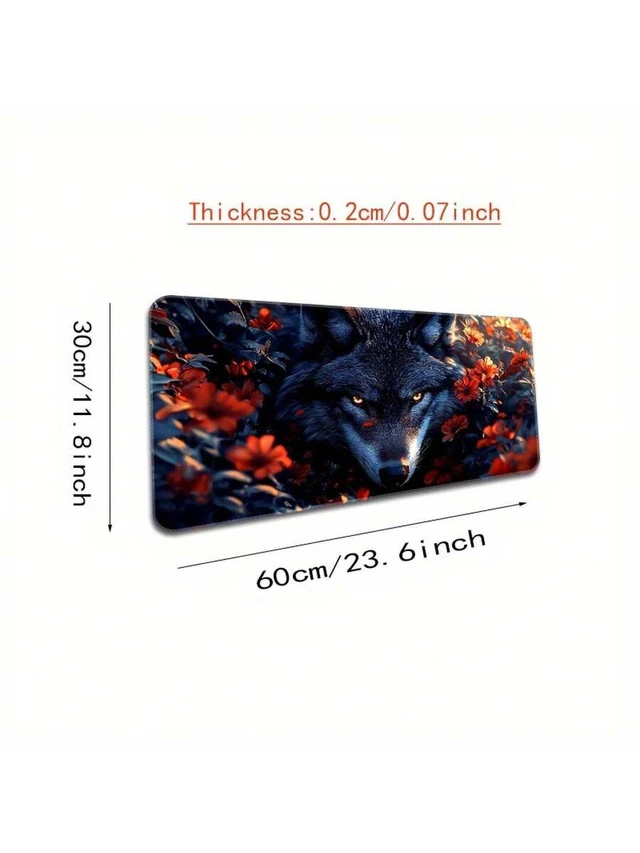 Alt view image 2 of 7 - Bks Extra Large Gaming Mouse Pad With Wolf Floral Design Non-Slip Durable Stitched Edges High-Density Rubber Base For Smooth Surface And Precise Tracking Ideal For Home Office PC Accessories Gamers