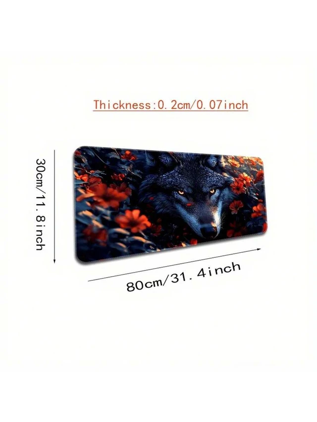 Alt view image 6 of 7 - Bks Extra Large Gaming Mouse Pad With Wolf Floral Design Non-Slip Durable Stitched Edges High-Density Rubber Base For Smooth Surface And Precise Tracking Ideal For Home Office PC Accessories Gamers