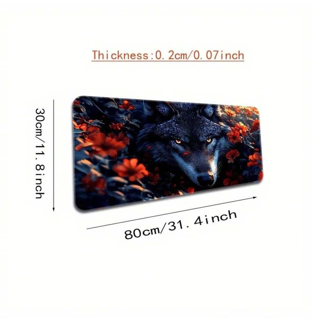 Main image of Bks Extra Large Gaming Mouse Pad With Wolf Floral Design Non-Slip Durable Stitched Edges High-Density Rubber Base For Smooth Surface And Precise Tracking Ideal For Home Office PC Accessories Gamers