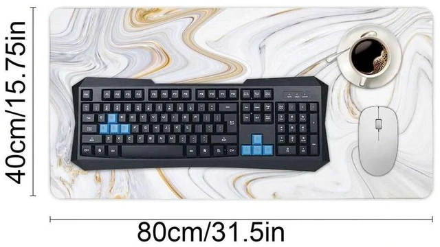 Alt view image 5 of 7 - Bks White Marble Extended XL Desk Mat 15.7 X 31.5 Inch, Non-Slip Base Gaming Mouse Pad, Functional Office Desk Accessory