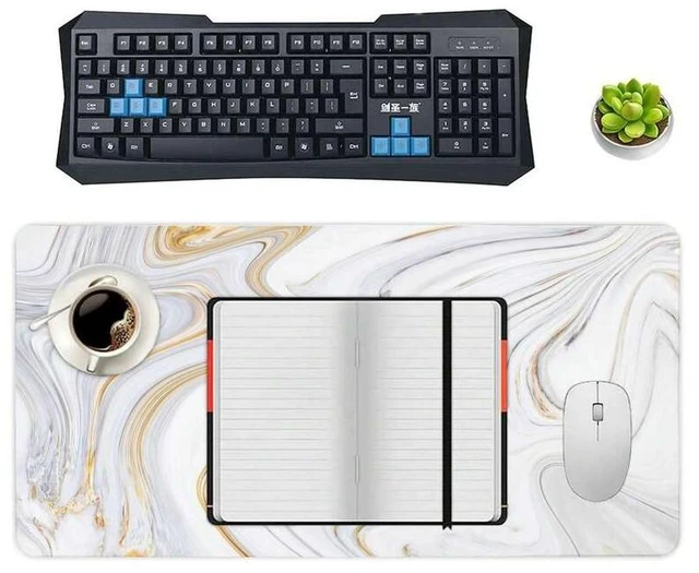Alt view image 7 of 7 - Bks White Marble Extended XL Desk Mat 15.7 X 31.5 Inch, Non-Slip Base Gaming Mouse Pad, Functional Office Desk Accessory