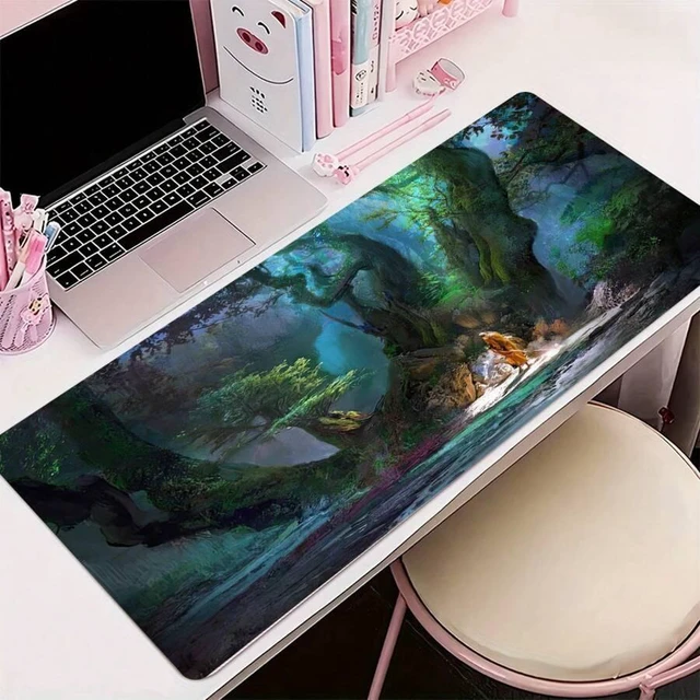 Alt view image 3 of 7 - Bks Large Gaming Mouse Pad, Anti-Slip Rubber Base, Forest Woman Design, Keyboard-Friendly Surface, Washable Mat for PC Laptop Office Home