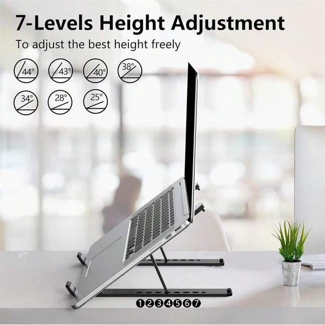 Alt view image 5 of 7 - Bks Adjustable Laptop Stand For Desk, Ventilated Cooling Riser Holder With Anti-Slip Silicone Pad Foldable Portable Mount For 10-15.6 Inch Notebook Tablet