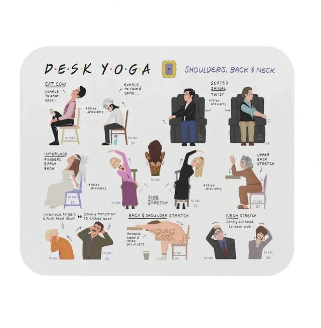 Main image of Bks Desk Yoga Mouse Pad Shoulders Back Neck White Friends Edition