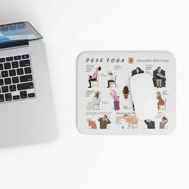 Alt view image 5 of 5 - Bks Desk Yoga Mouse Pad Shoulders Back Neck White Friends Edition