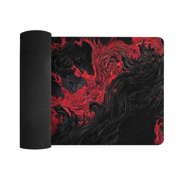 Alt view image 6 of 7 - Bks Gothic Flame Cool Red & Black Extended Large Desk Mat 31.5x15.75 In, Gaming Mouse Pad With Non-Slip Base, Stylish Functional Desk Decor