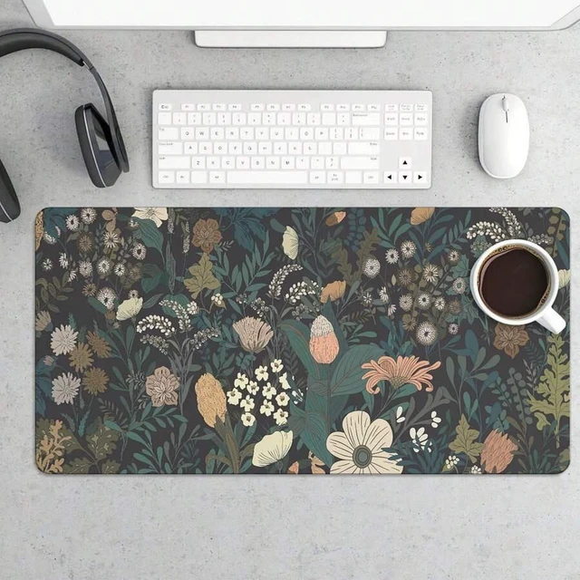 Alt view image 2 of 7 - Bks Plants And Flowers Extended Large Desk Mat & Gaming Mouse Pad 31.5x15.75 In, Non-Slip Base, Functional Office Desk Accessory