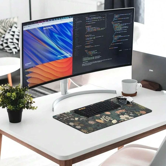 Alt view image 3 of 7 - Bks Plants And Flowers Extended Large Desk Mat & Gaming Mouse Pad 31.5x15.75 In, Non-Slip Base, Functional Office Desk Accessory