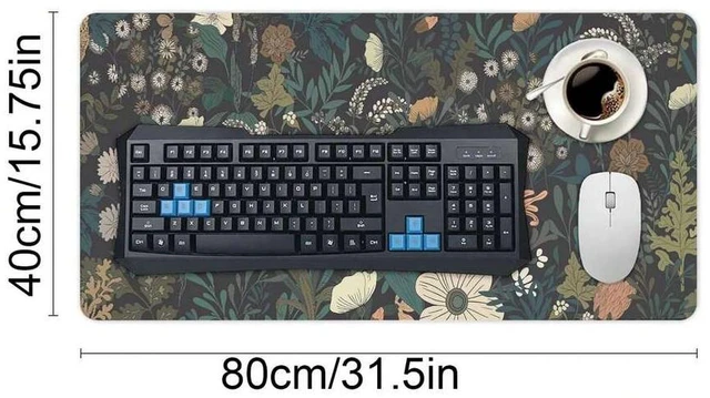 Alt view image 5 of 7 - Bks Plants And Flowers Extended Large Desk Mat & Gaming Mouse Pad 31.5x15.75 In, Non-Slip Base, Functional Office Desk Accessory