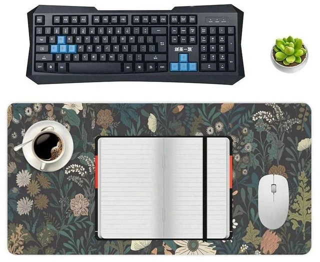 Alt view image 7 of 7 - Bks Plants And Flowers Extended Large Desk Mat & Gaming Mouse Pad 31.5x15.75 In, Non-Slip Base, Functional Office Desk Accessory