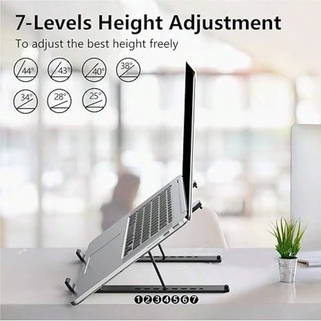 Alt view image 3 of 7 - Bks Adjustable Laptop Stand For Desk Foldable Portable Notebook Riser Ventilated Cooling Holder Mount Compatible 10-15.6 Inch Tablets Black