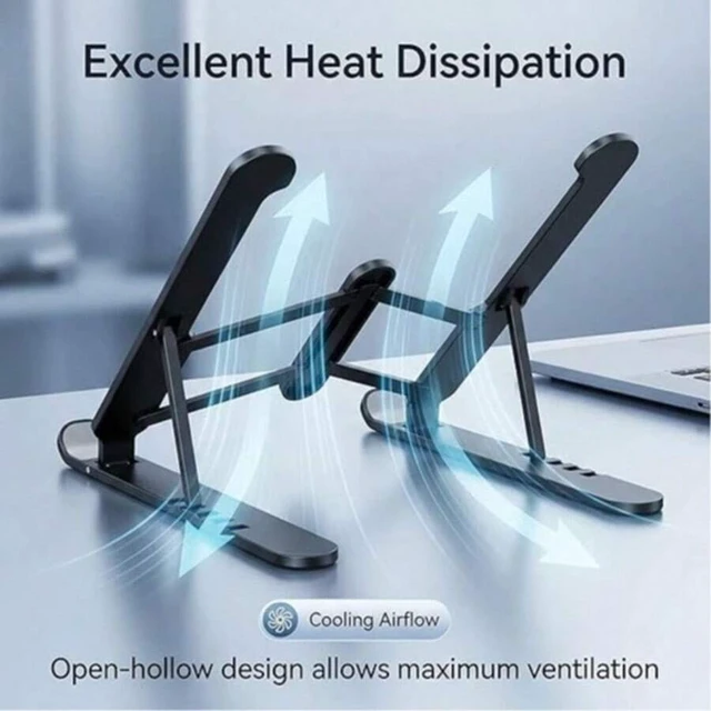 Alt view image 5 of 7 - Bks Adjustable Laptop Stand For Desk Foldable Portable Notebook Riser Ventilated Cooling Holder Mount Compatible 10-15.6 Inch Tablets Black