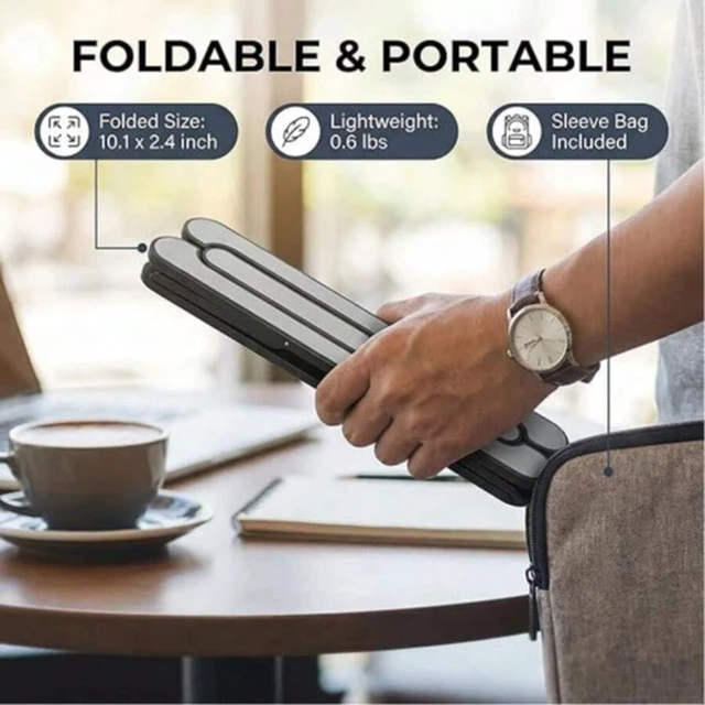Alt view image 6 of 7 - Bks Adjustable Laptop Stand For Desk Foldable Portable Notebook Riser Ventilated Cooling Holder Mount Compatible 10-15.6 Inch Tablets Black