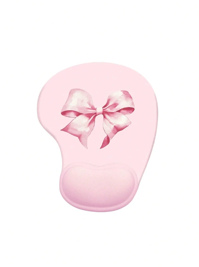 Main image of Bks Pink Bow Mouse Pad, Thick Soft Gel Wrist Rest, Gaming Office Desk Accessories, Back to School Supplies