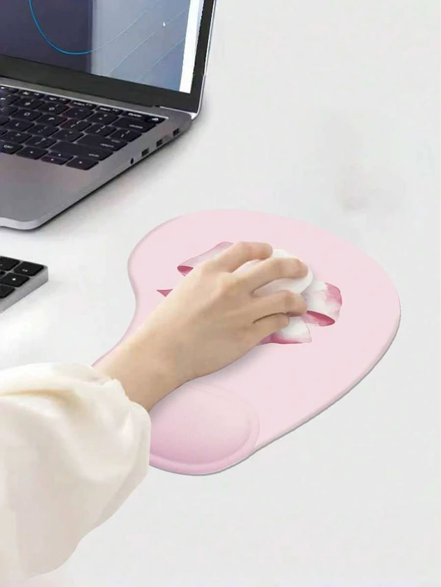 Alt view image 7 of 7 - Bks Pink Bow Mouse Pad, Thick Soft Gel Wrist Rest, Gaming Office Desk Accessories, Back to School Supplies