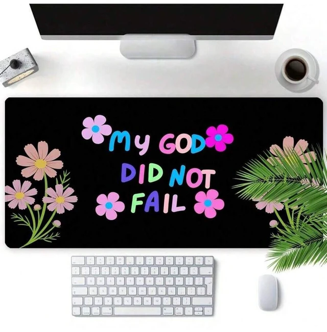 Alt view image 4 of 7 - Bks Floral Pattern Desk Mat, Large Mouse Pad with Rubber Base, Stitched Edge Anti-Slip, Extra Large Gaming Accessory for Office and Home