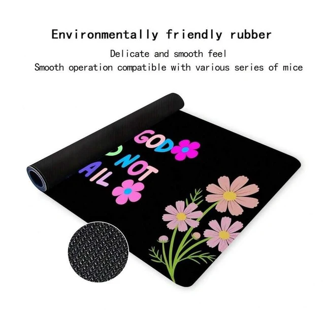 Alt view image 5 of 7 - Bks Floral Pattern Desk Mat, Large Mouse Pad with Rubber Base, Stitched Edge Anti-Slip, Extra Large Gaming Accessory for Office and Home