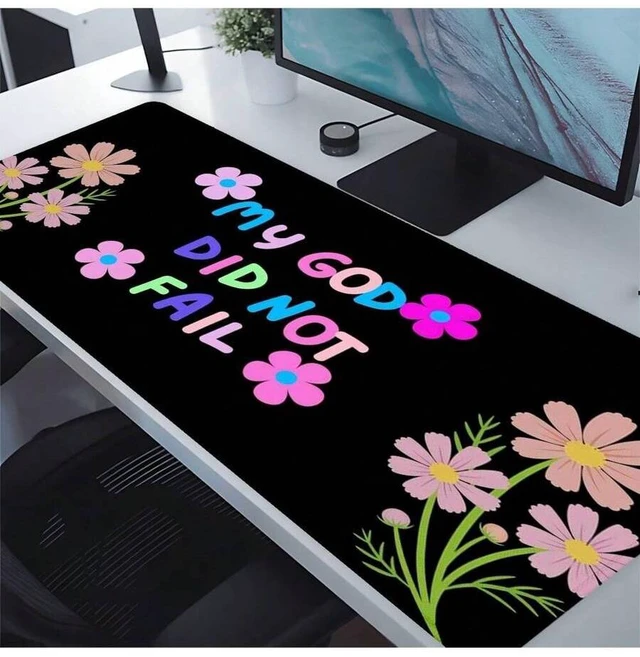 Alt view image 3 of 7 - Bks Floral Pattern Desk Mat, Large Mouse Pad with Rubber Base, Stitched Edge Anti-Slip, Extra Large Gaming Accessory for Office and Home