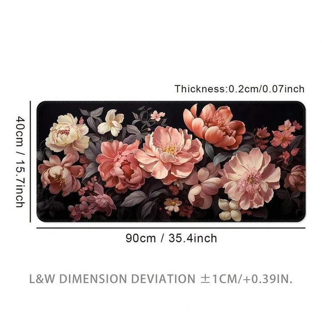 Main image of Bks Retro Floral Large Desk Mat, XXL Gaming Mouse Pad, Anti-Slip Rubber Base, Precision Lock Edge for Office and Writing