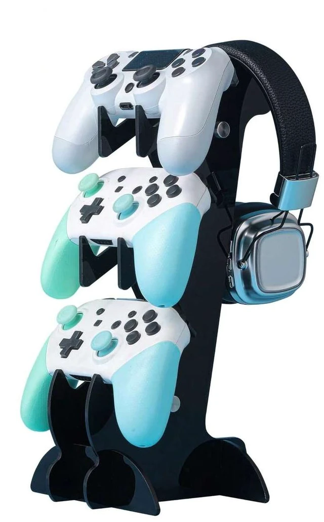 Main image of Bks 3-Layer Acrylic Controller Stand & Headphone Holder Game Accessory Storage Organizer Universal