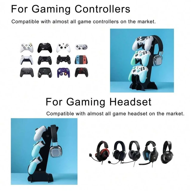 Alt view image 5 of 7 - Bks 3-Layer Acrylic Controller Stand & Headphone Holder Game Accessory Storage Organizer Universal