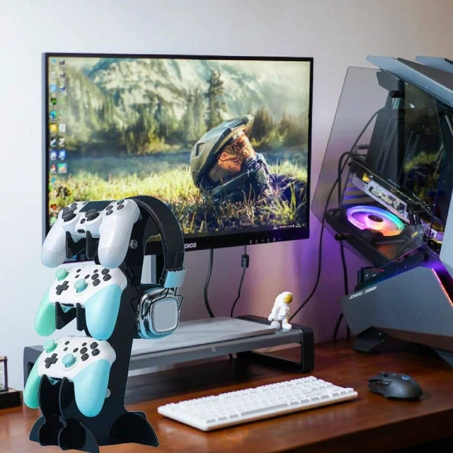 Alt view image 6 of 7 - Bks 3-Layer Acrylic Controller Stand & Headphone Holder Game Accessory Storage Organizer Universal