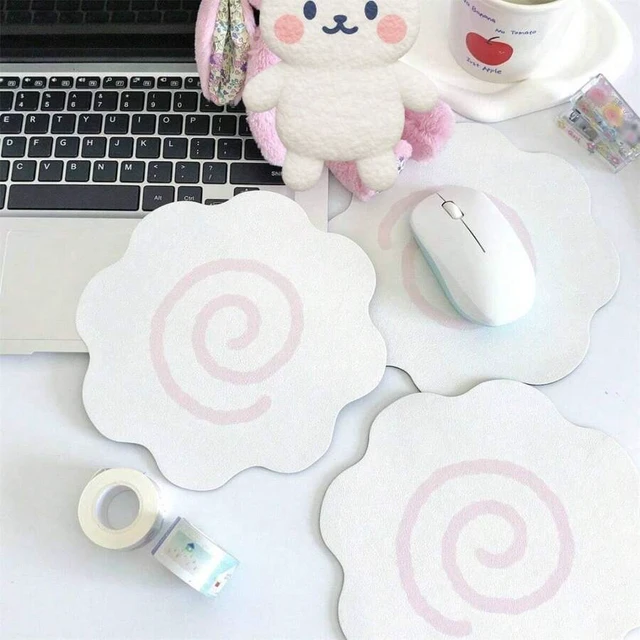 Alt view image 3 of 7 - Bks White Flower Fish-Shaped Mouse Pad, Leather Rubber Student Desk Decor, Back To School Gaming Office Desktop Accessories