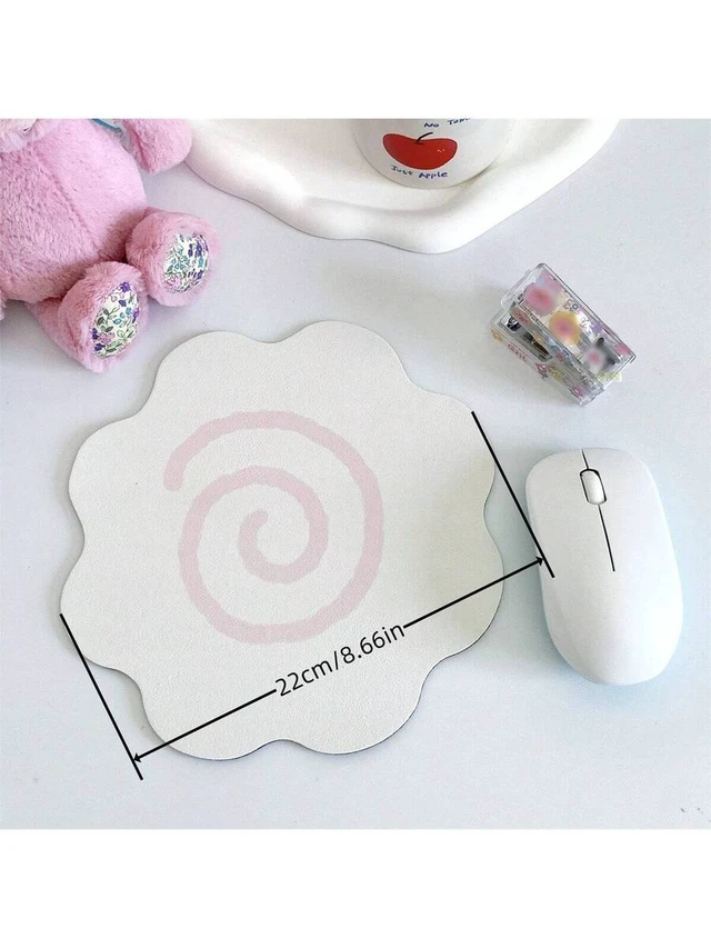 Alt view image 4 of 7 - Bks White Flower Fish-Shaped Mouse Pad, Leather Rubber Student Desk Decor, Back To School Gaming Office Desktop Accessories