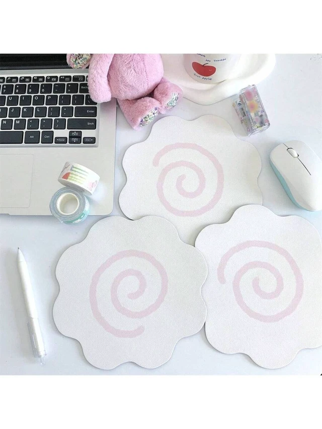 Alt view image 5 of 7 - Bks White Flower Fish-Shaped Mouse Pad, Leather Rubber Student Desk Decor, Back To School Gaming Office Desktop Accessories