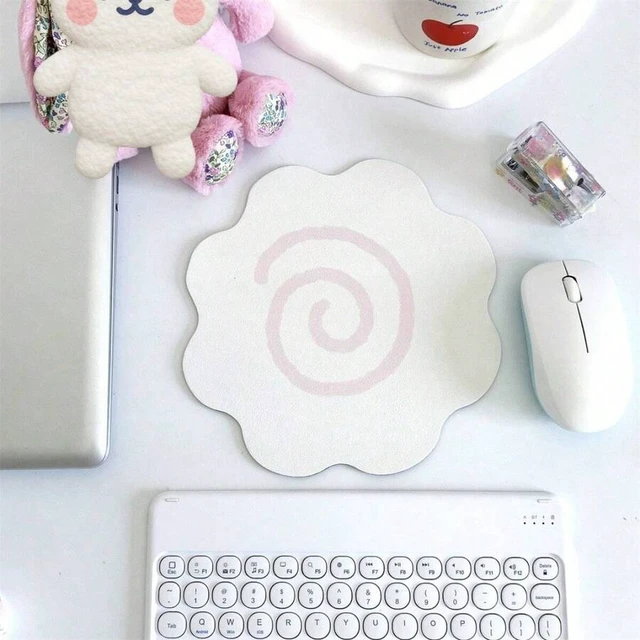 Alt view image 7 of 7 - Bks White Flower Fish-Shaped Mouse Pad, Leather Rubber Student Desk Decor, Back To School Gaming Office Desktop Accessories