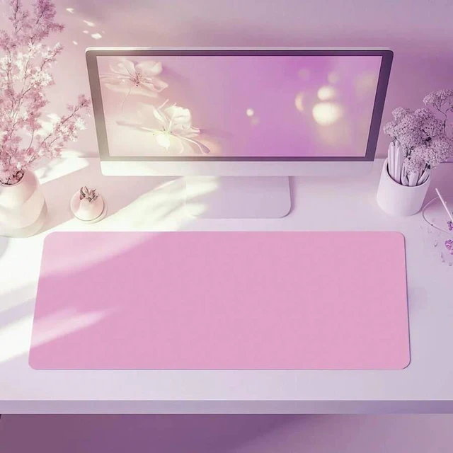 Main image of Bks Pastel Pink XXL Desk Mat for Gamers Aesthetic Kawaii Mouse Pad Office Setup 35.43in Accessory