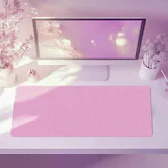 Alt view image 4 of 5 - Bks Pastel Pink XXL Desk Mat for Gamers Aesthetic Kawaii Mouse Pad Office Setup 35.43in Accessory
