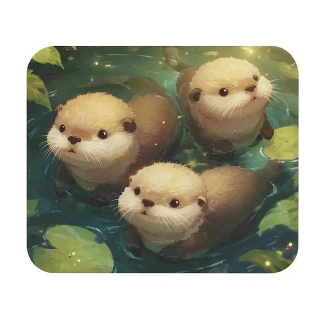 Alt view image 3 of 6 - Bks Kawaii Otter Mouse Pad, Watercolor Design, Non-Slip Rubber Base for Gaming and Office Cute