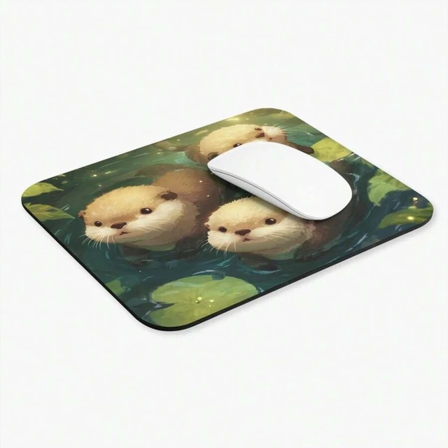 Alt view image 5 of 6 - Bks Kawaii Otter Mouse Pad, Watercolor Design, Non-Slip Rubber Base for Gaming and Office Cute