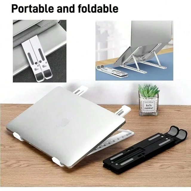 Alt view image 3 of 7 - Bks Height Adjustable Portable Laptop Stand - Extra Large Foldable Computer Desk Ergonomic 10-Level Angles Compatible All Laptops