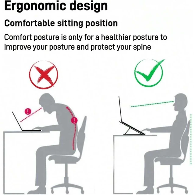 Alt view image 6 of 7 - Bks Height Adjustable Portable Laptop Stand - Extra Large Foldable Computer Desk Ergonomic 10-Level Angles Compatible All Laptops
