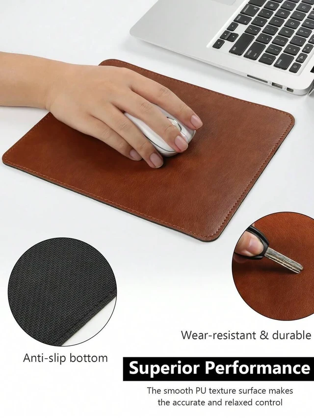 Alt view image 4 of 7 - Bks Leather Mouse Pad Waterproof Rubber Anti-Slip Base for Computer Desk and Notebook Suitable