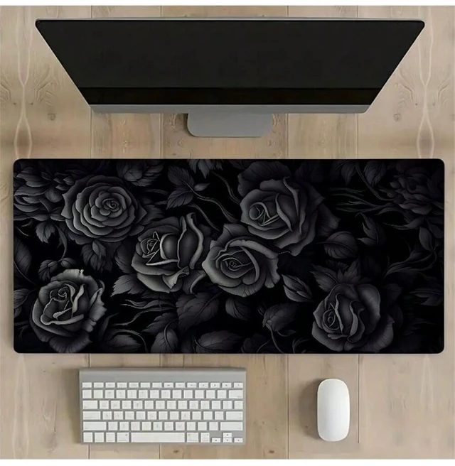 Alt view image 2 of 7 - Bks Large Floral Mouse Pad Art Design Non-Slip Rubber Base Stitched Edges Desk Mat For Work Gaming Office Home Gift