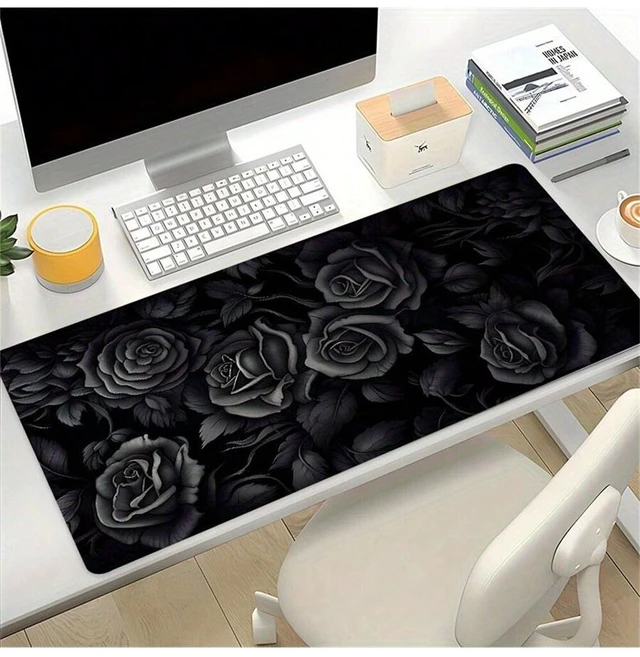Alt view image 4 of 7 - Bks Large Floral Mouse Pad Art Design Non-Slip Rubber Base Stitched Edges Desk Mat For Work Gaming Office Home Gift