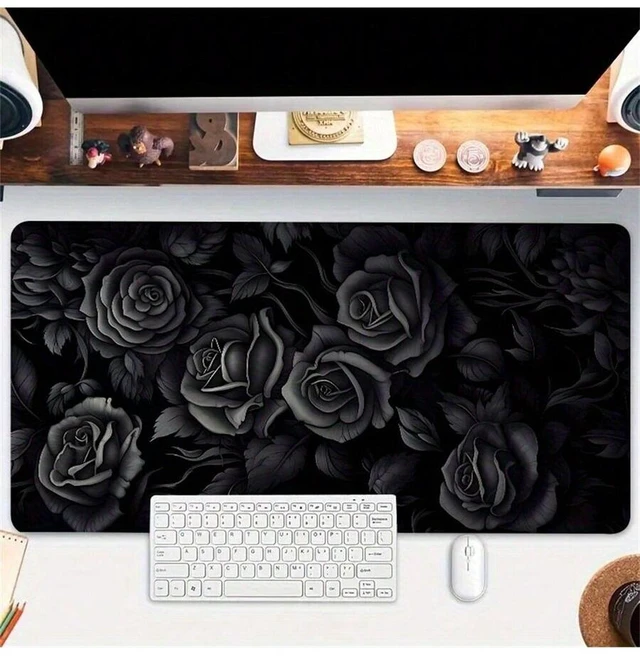 Alt view image 3 of 7 - Bks Large Floral Mouse Pad Art Design Non-Slip Rubber Base Stitched Edges Desk Mat For Work Gaming Office Home Gift